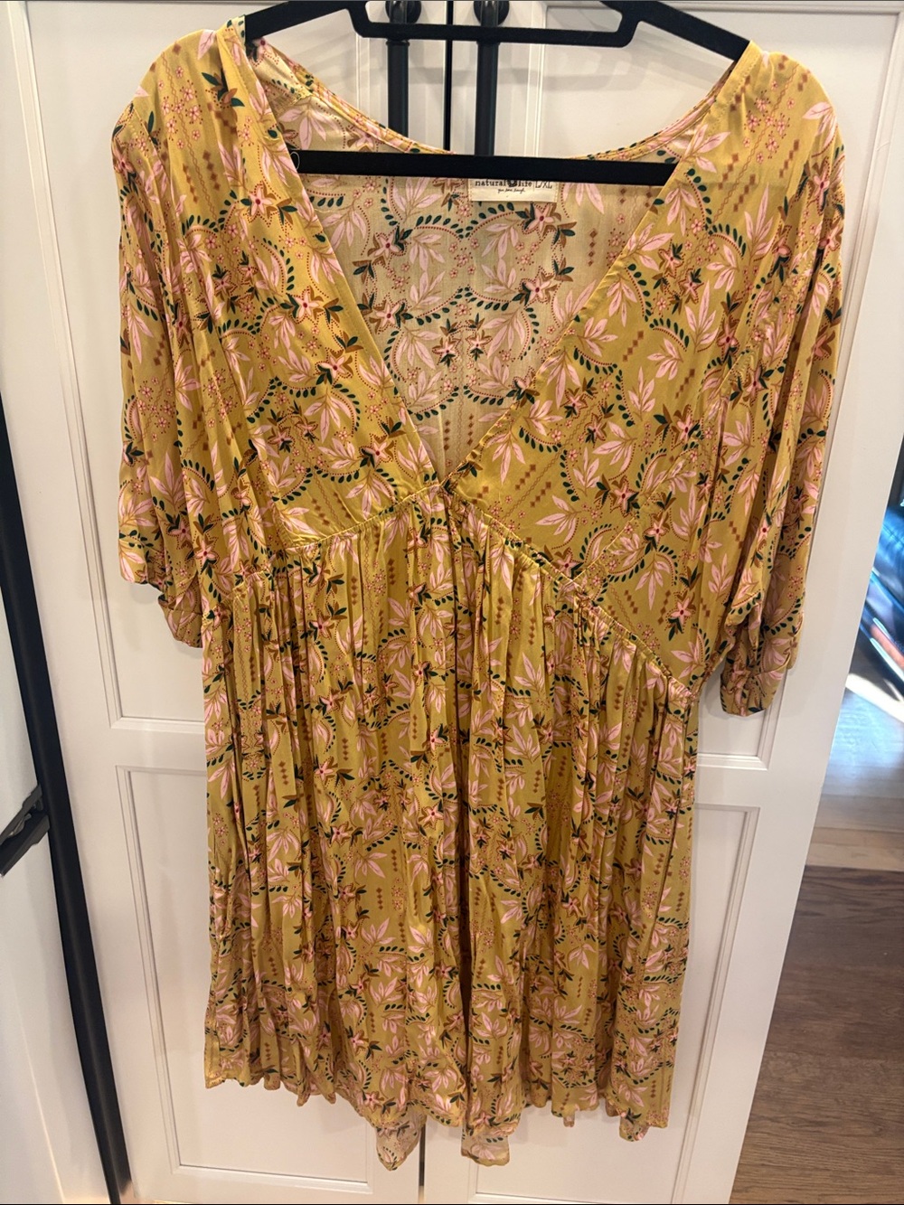 NATURAL LIFE Yellow Floral V-Neck Tiered Midi Dress